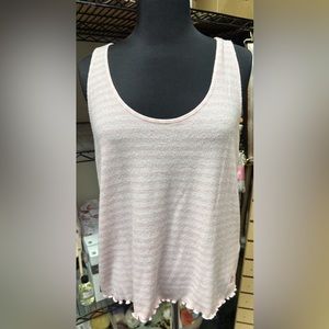 SUPER soft pink with light pink striped and ruffle tank top size L